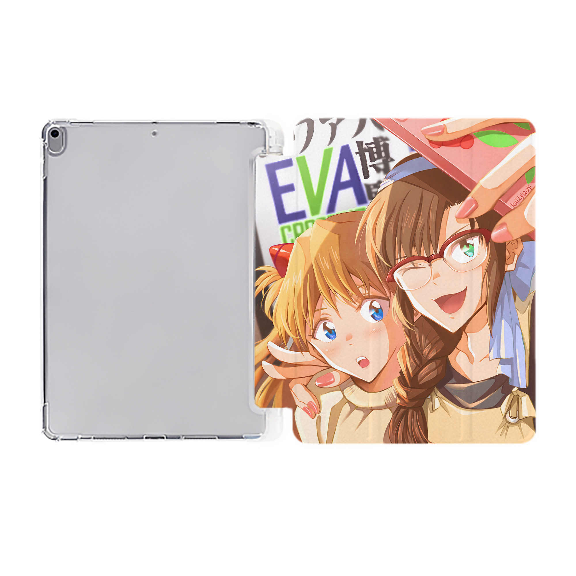 （画像用） EVA 新世紀エヴァンゲリオン IPad ケース ペン収納付き 三つ折りスタンド PUレザー×シリコン 対応機種9.5/10.5/10.9インチ